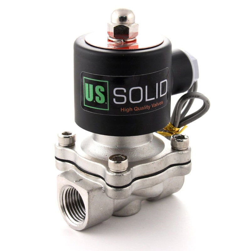 U.S. Solid 1/2" Stainless Steel Electric Solenoid Valve 24V DC N.C. VITON Water Air Fuel - Image 1
